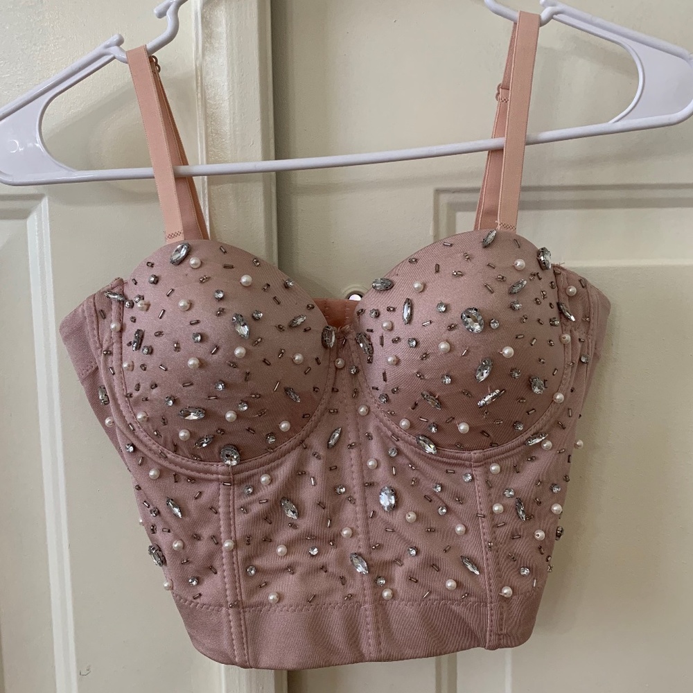 GORGEOUS STUDDED RHINESTONE BUSTIER - SZ: S